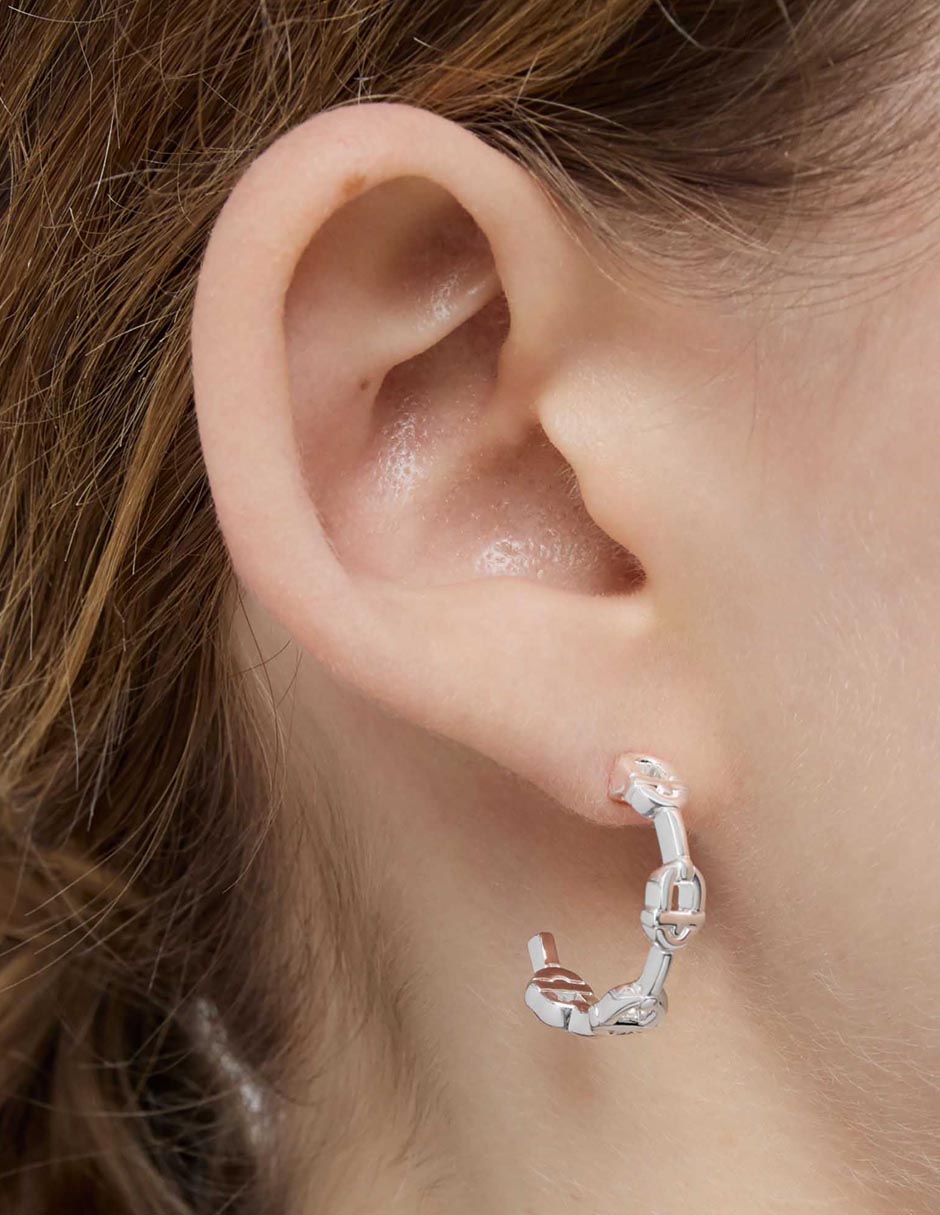 Aretes de aro circulares Manifesto de plata P 925 con acabado brillante 6