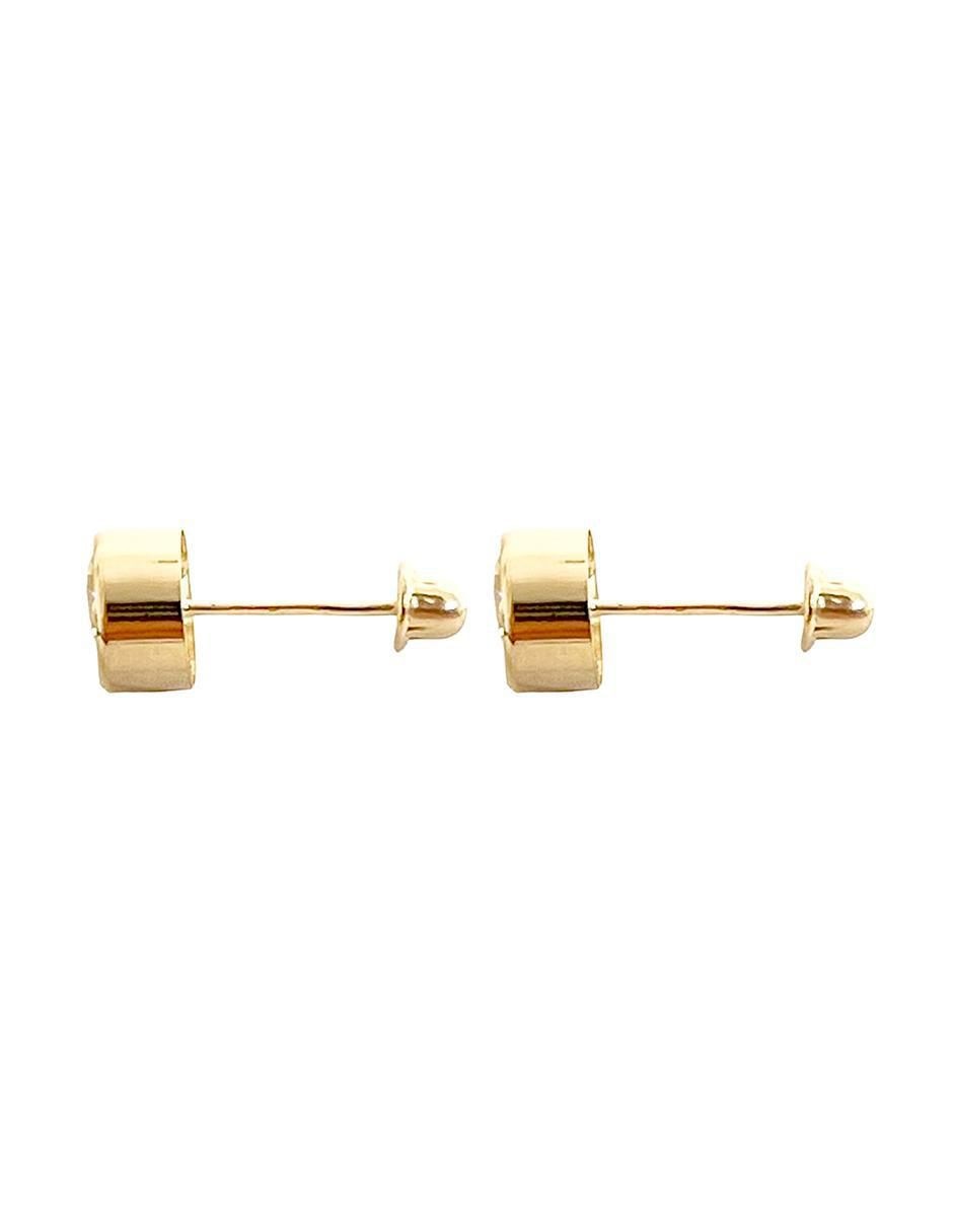 Broqueles redondos de oro con acabado brillante zirconia 4