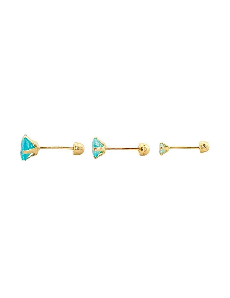 Set de aretes redondos de oro con acabado brillante zirconia 4