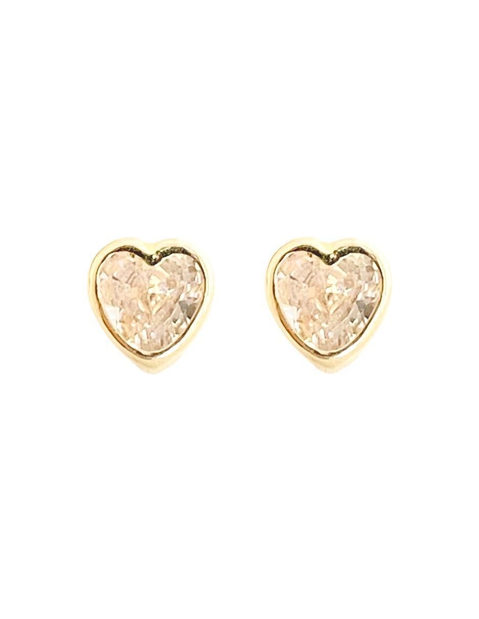Broqueles de corazón de oro con acabado brillante zirconia Broqueles de corazón de oro con acabado brillante zirconia