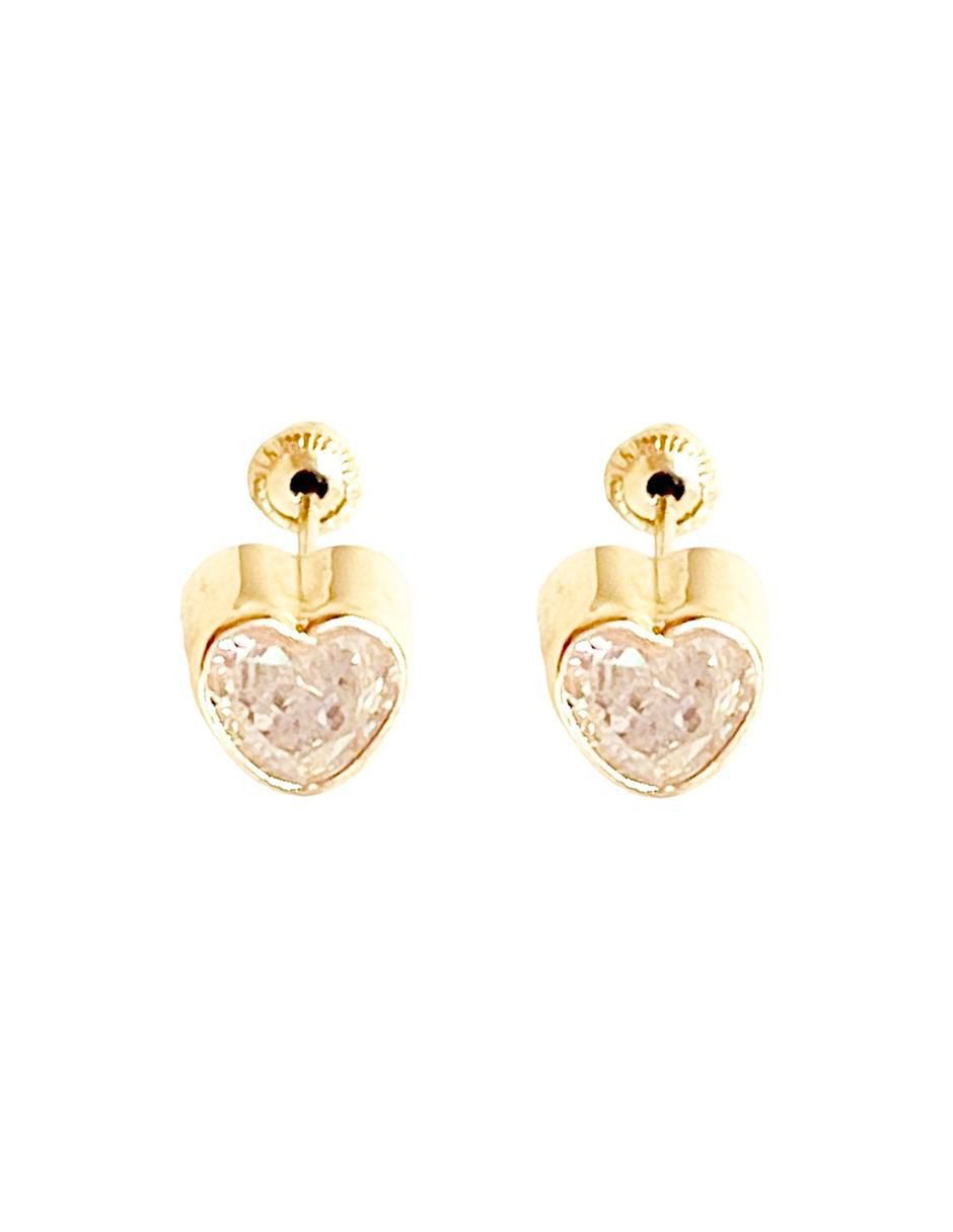 Broqueles de corazón de oro con acabado brillante zirconia 2