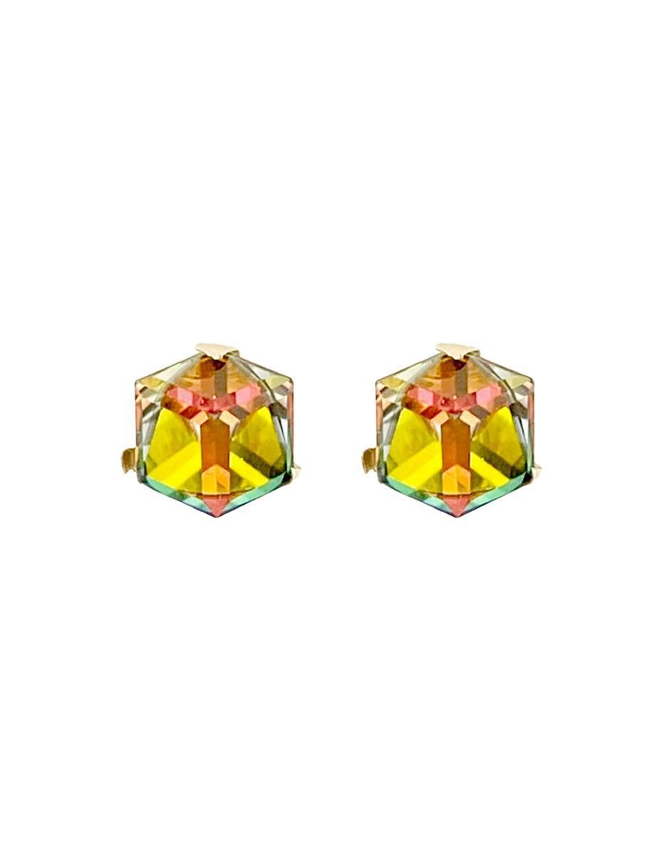 Broqueles cuadrados de oro con acabado brillante zirconia Broqueles cuadrados de oro con acabado brillante zirconia
