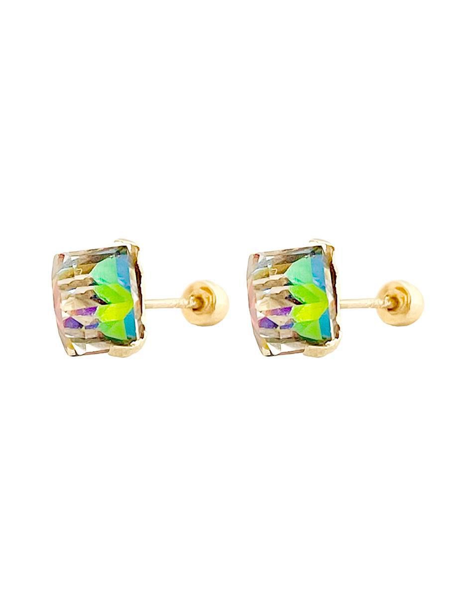 Broqueles cuadrados de oro con acabado brillante zirconia 2