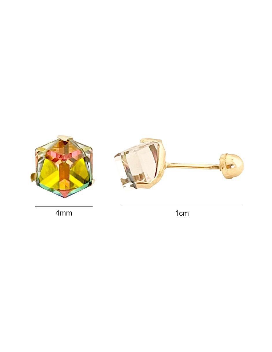 Broqueles cuadrados de oro con acabado brillante zirconia 5