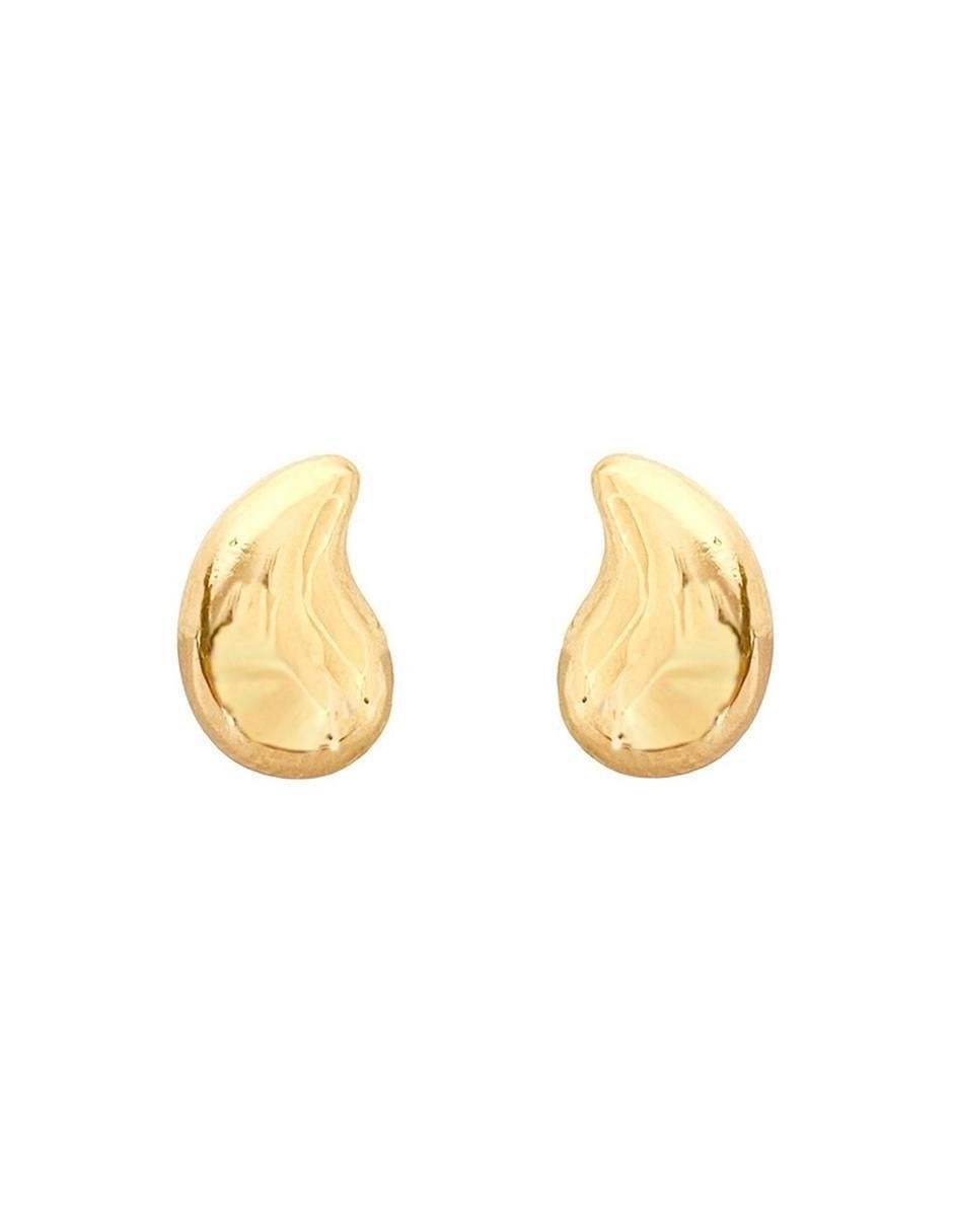 Broqueles de gota de oro con acabado brillante