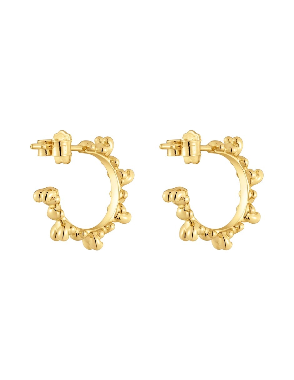 Aretes de aro de oso Bold Bear de plata P 925 con acabado baño de oro 5