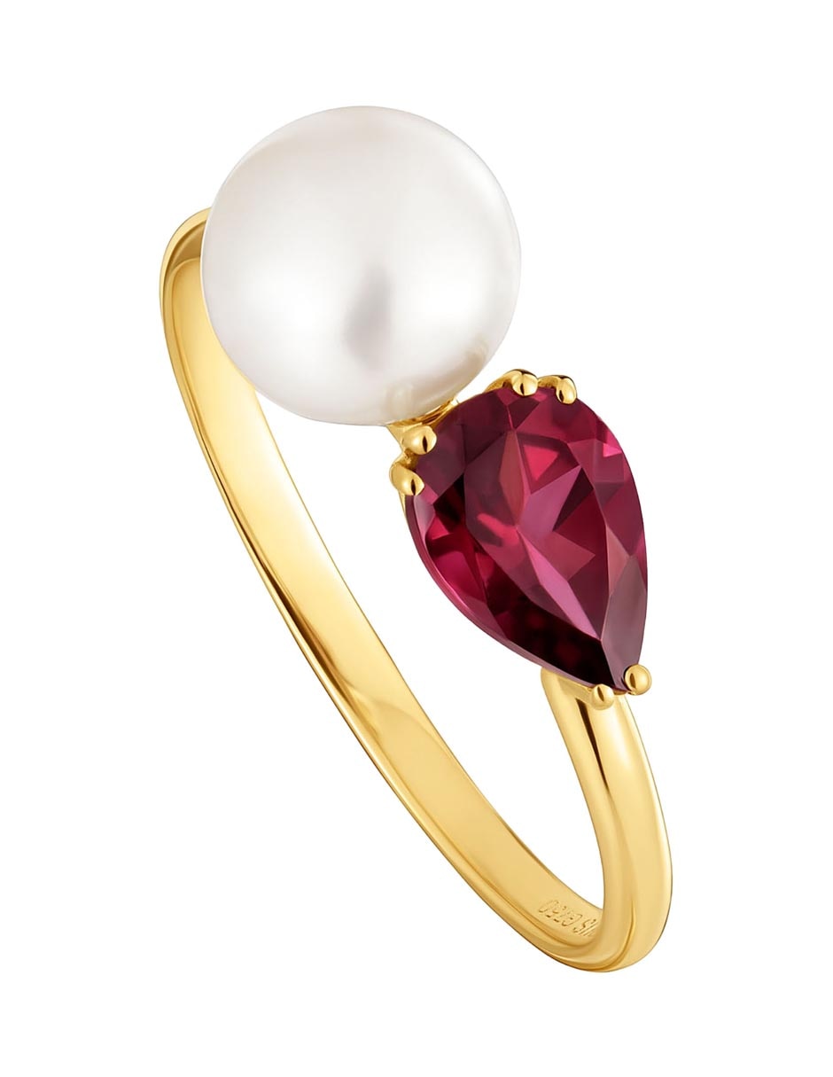 Anillo con gema Ivette 18 k de oro rodolita brillante 5