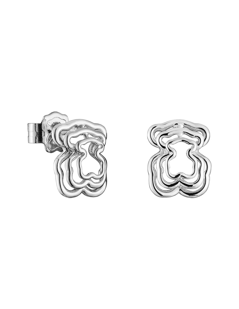 Broqueles de oso Bickie de plata P 925 con acabado brillante