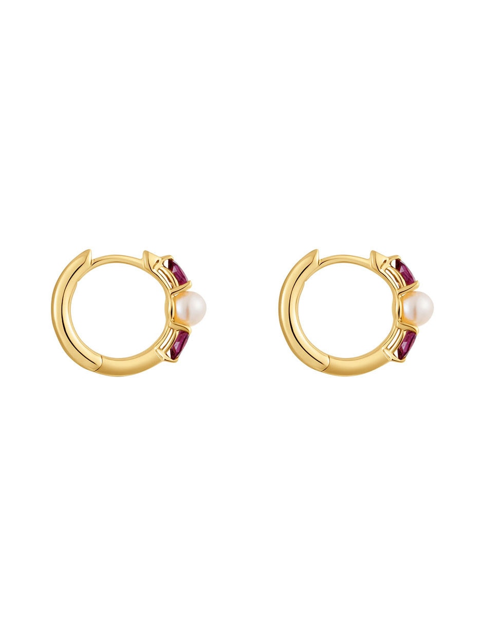 Aretes de aro Ivette de oro blanco con acabado brillante perla 2