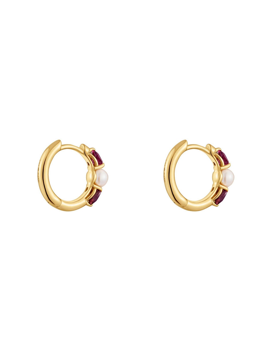 Aretes de aro Ivette de oro blanco con acabado brillante perla 3
