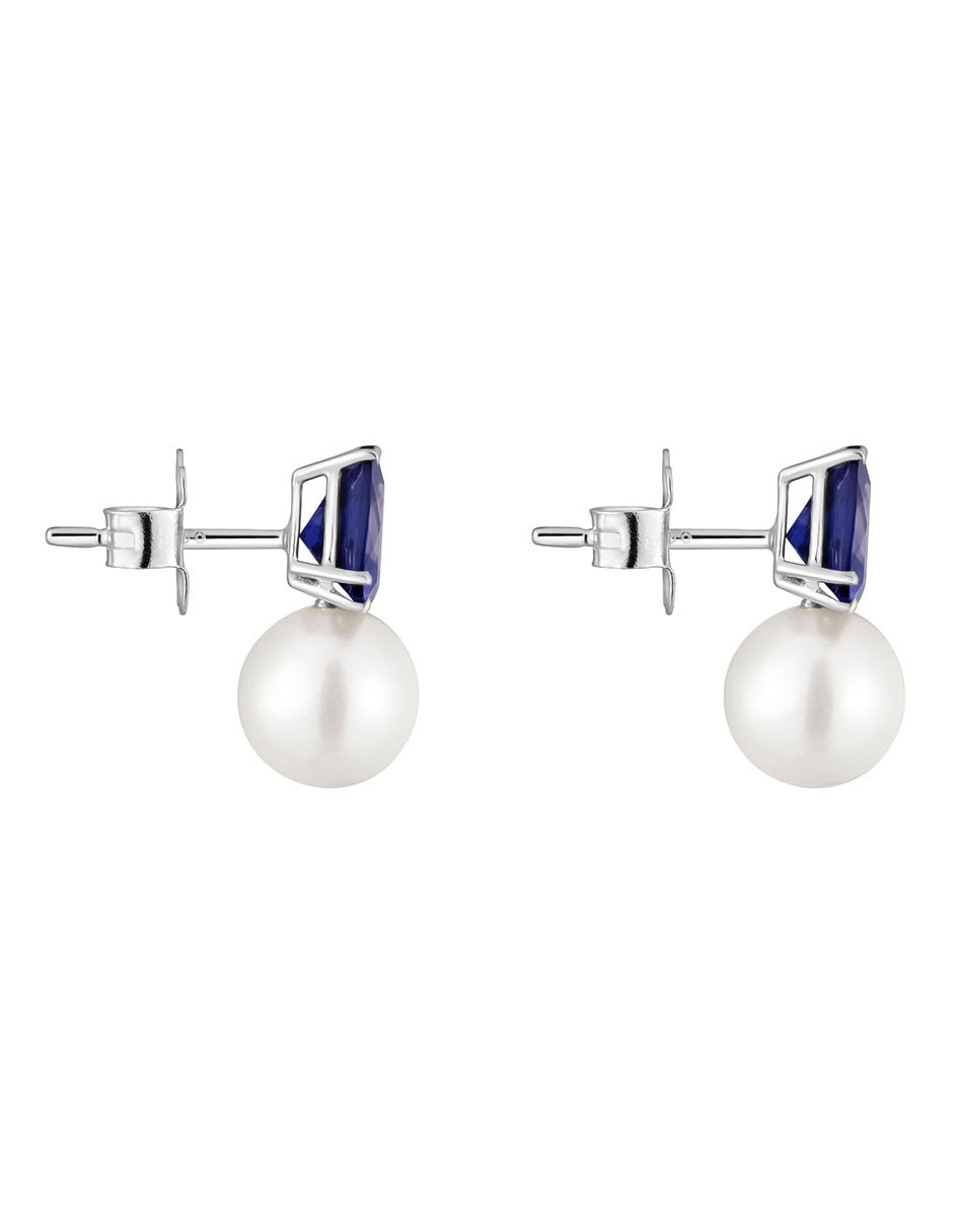 Broqueles Ivette de oro blanco con acabado brillante perla 2