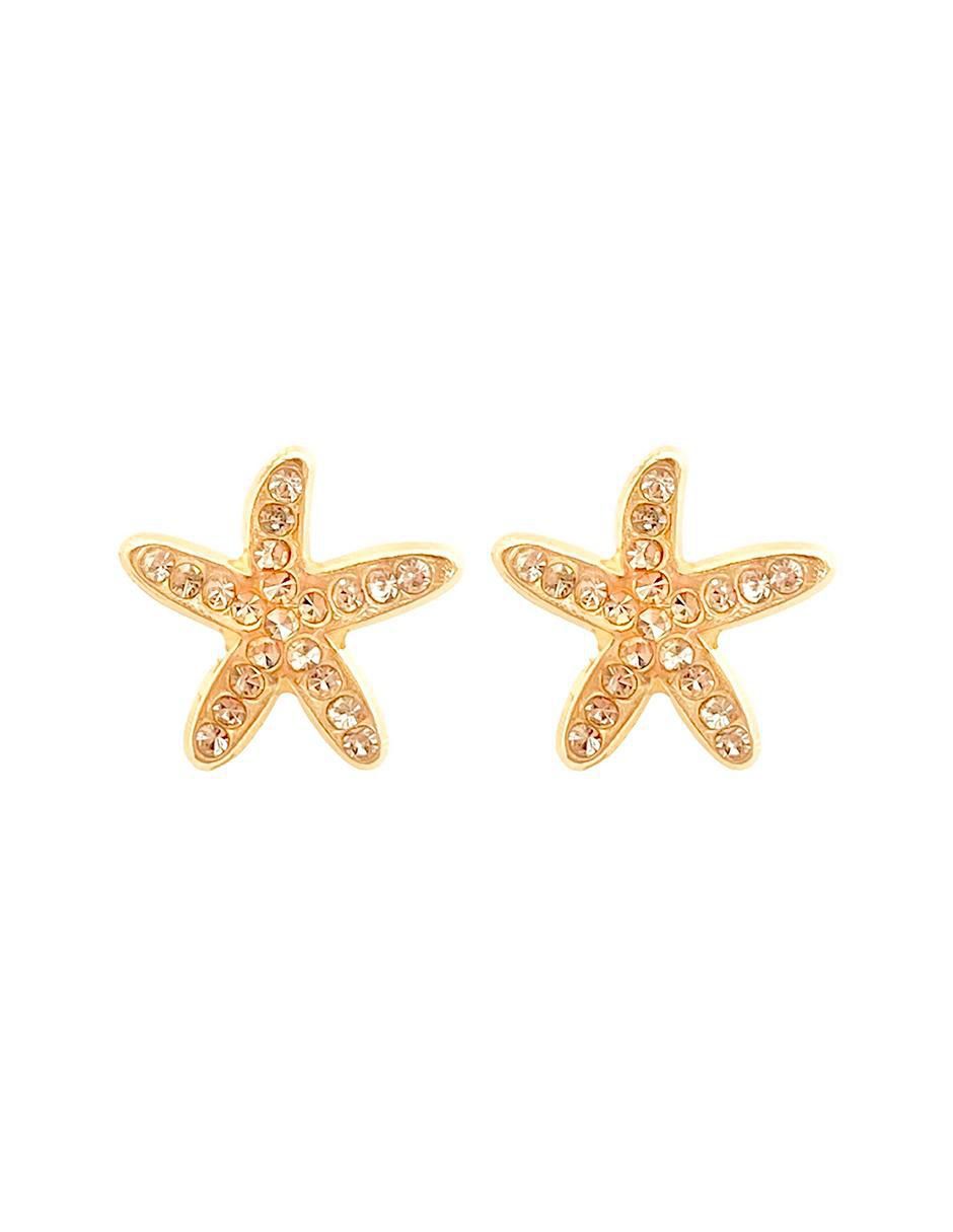 Broqueles de estrella mar de oro con acabado brillante zirconia