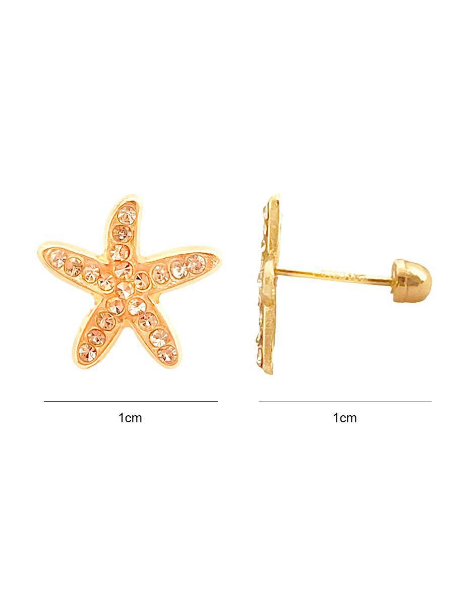 Broqueles de estrella mar de oro con acabado brillante zirconia 5