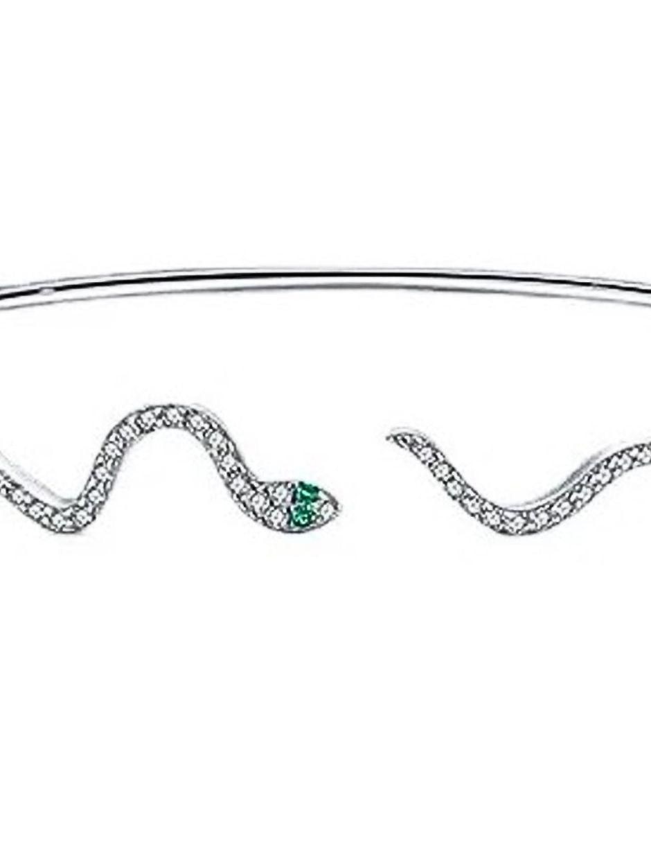 Brazalete de plata P 925 Brillo con acabado pavé 2