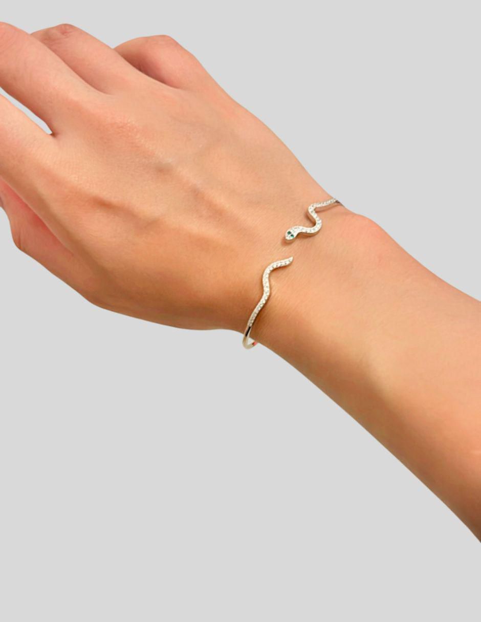 Brazalete de plata P 925 Brillo con acabado pavé 3