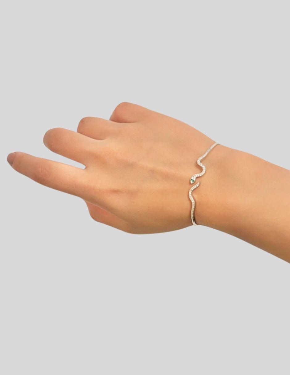 Brazalete de plata P 925 Brillo con acabado pavé 4