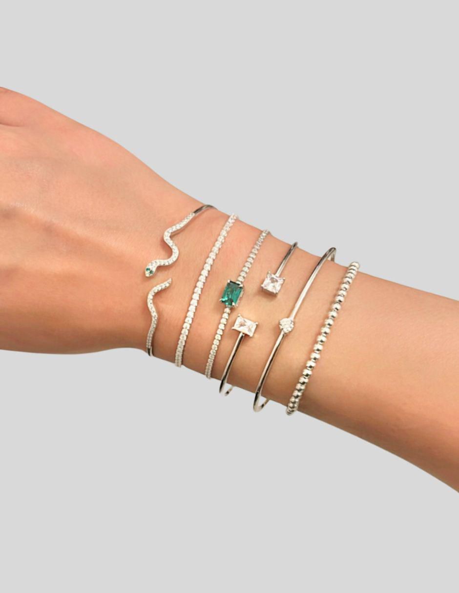 Brazalete de plata P 925 Brillo con acabado pavé 5