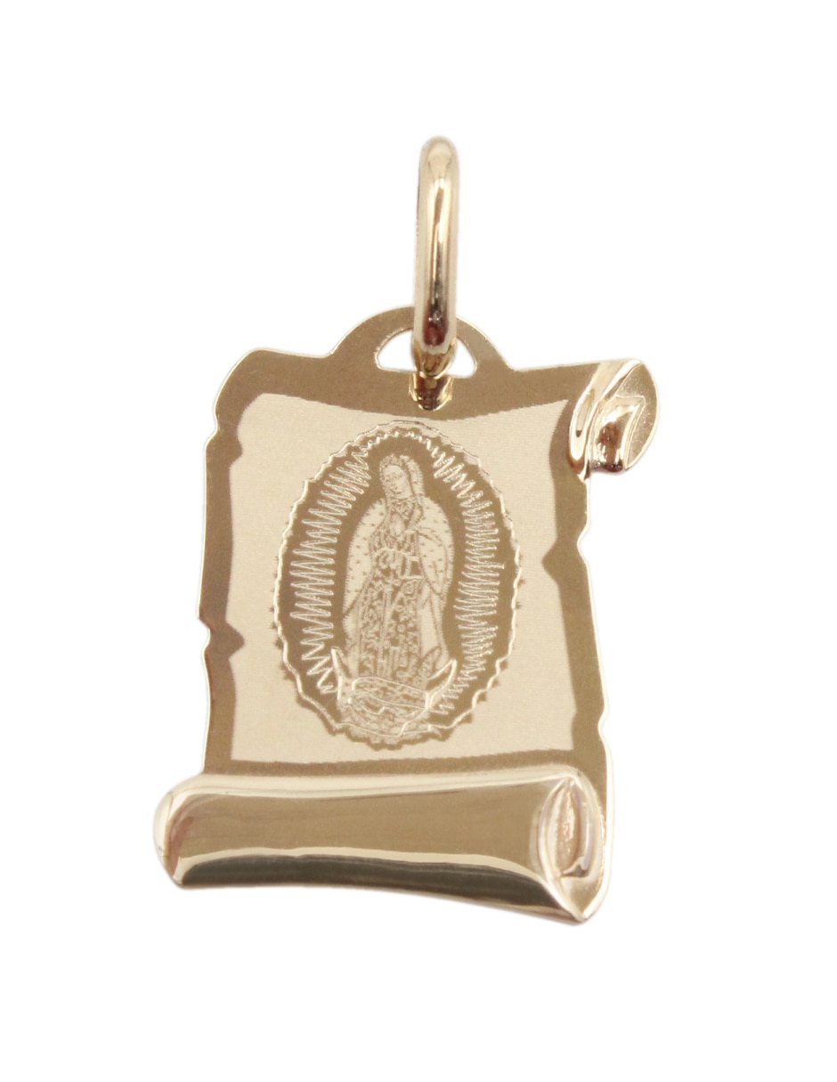 Medalla cuadrada virgen de guadalupe de oro amarillo 14 K