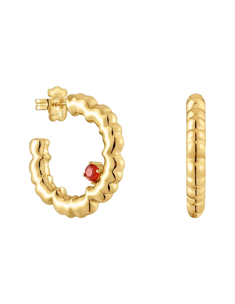Aretes de aro Cachito Mio de plata P 925 con acabado baño de oro
