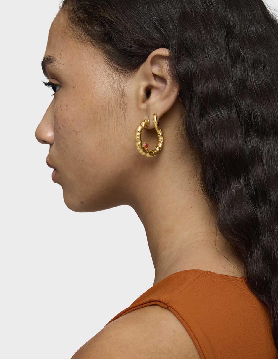 Aretes de aro Cachito Mio de plata P 925 con acabado baño de oro 4