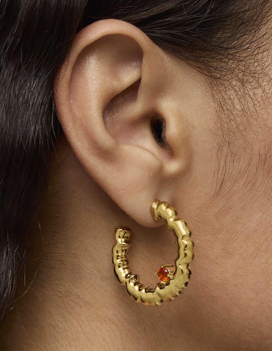 Aretes de aro Cachito Mio de plata P 925 con acabado baño de oro 5