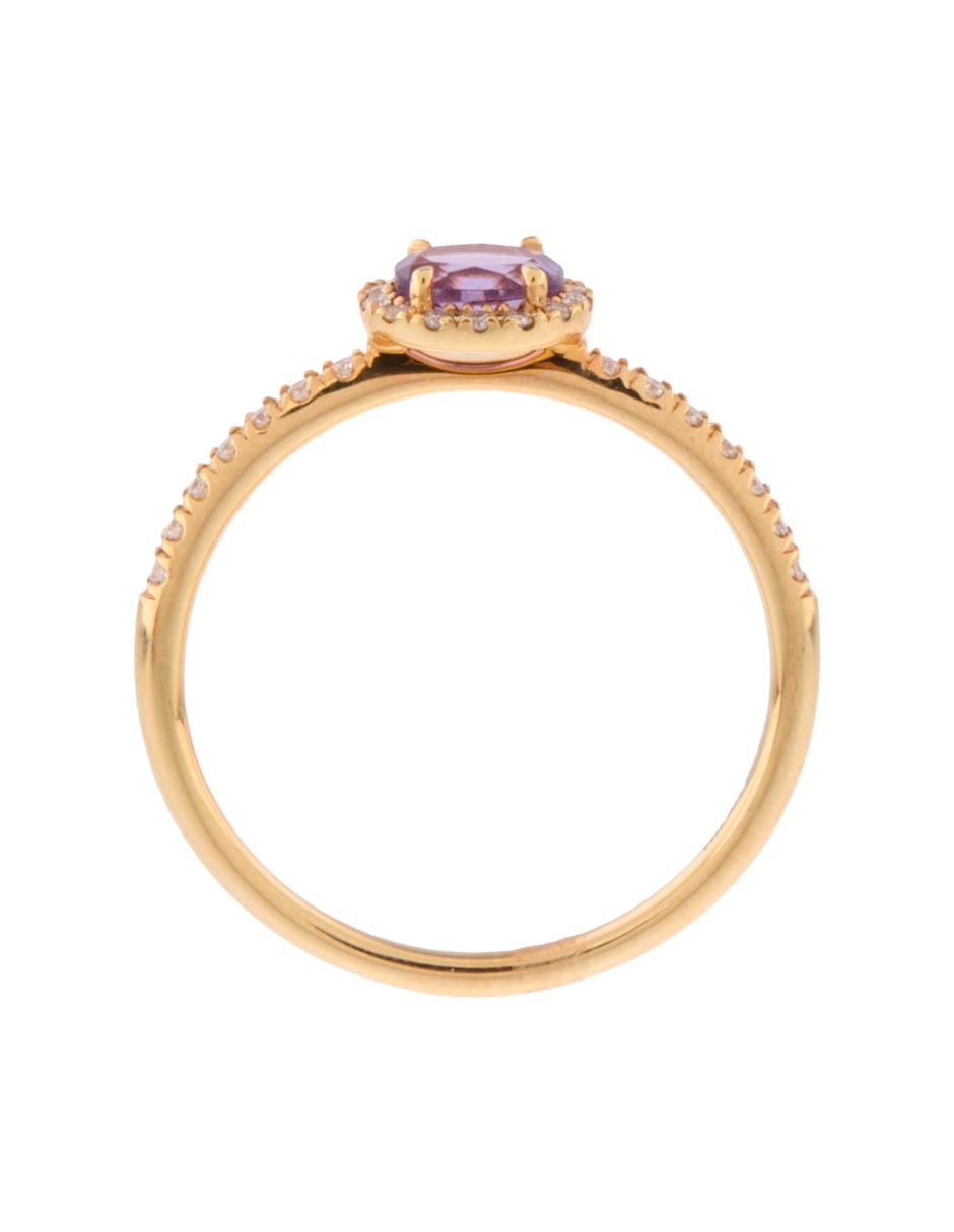 Anillo ovalado 14 k de oro amatista pavé 2