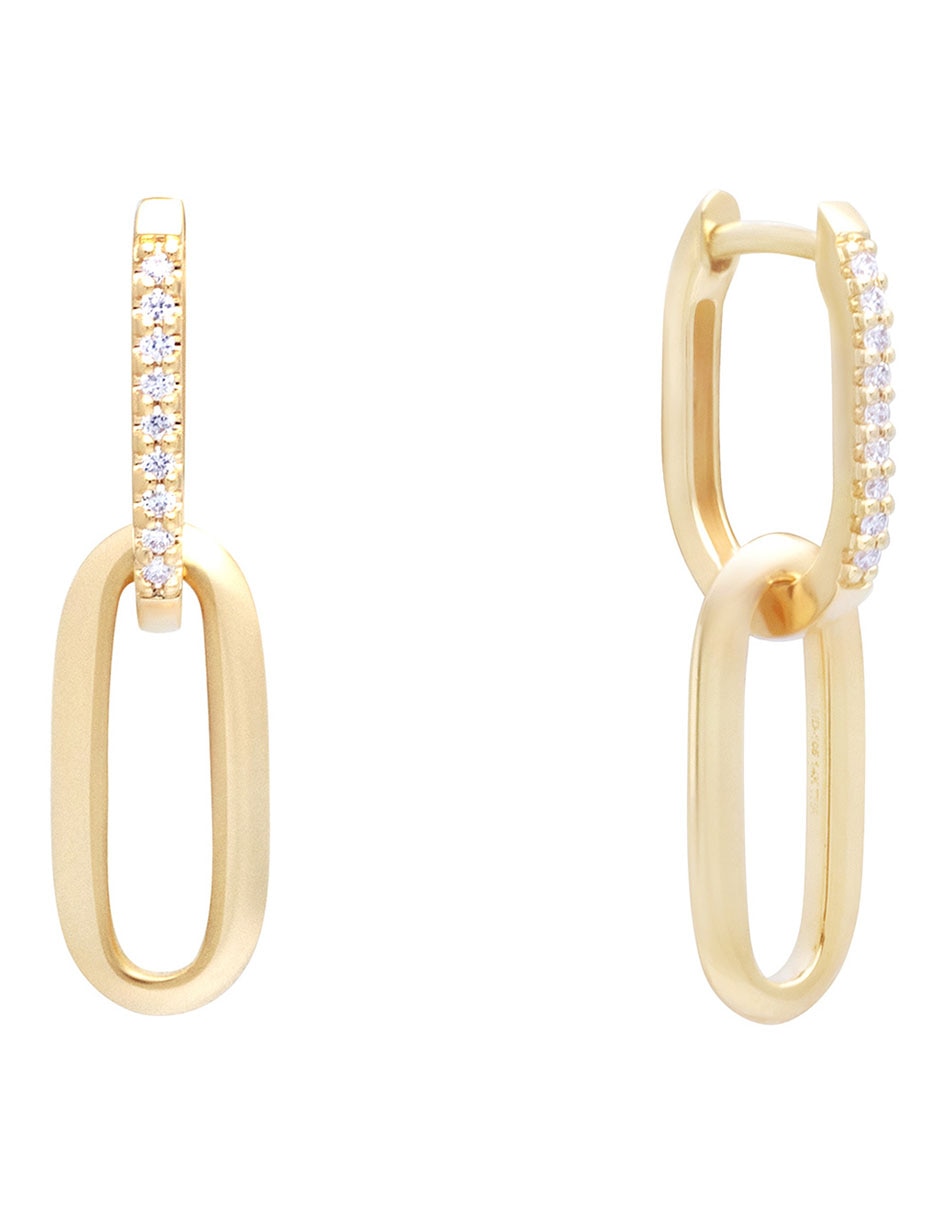 Aretes de eslabones de oro amarillo con acabado pavé diamante