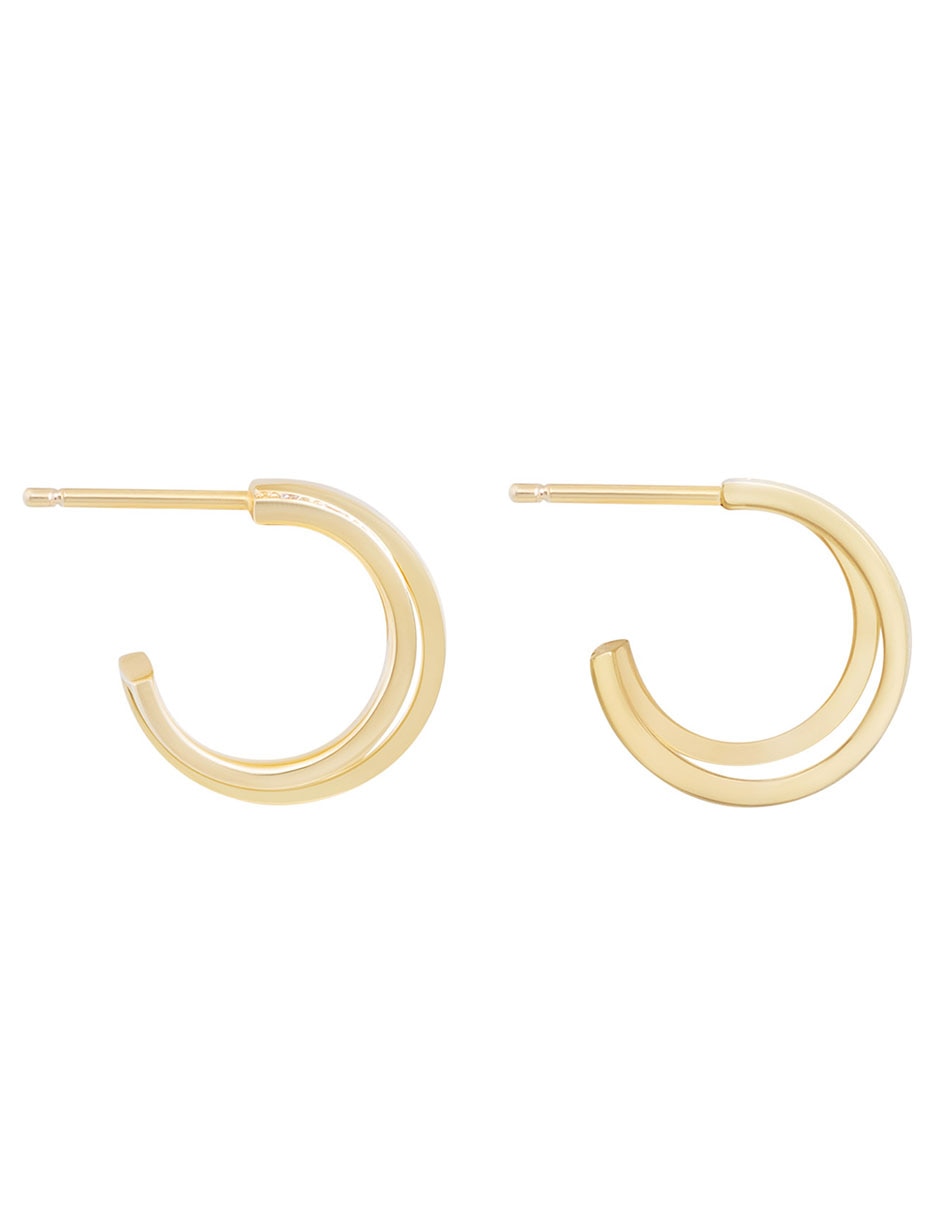 Aretes de aro redondos de oro amarillo con acabado pavé diamante 2