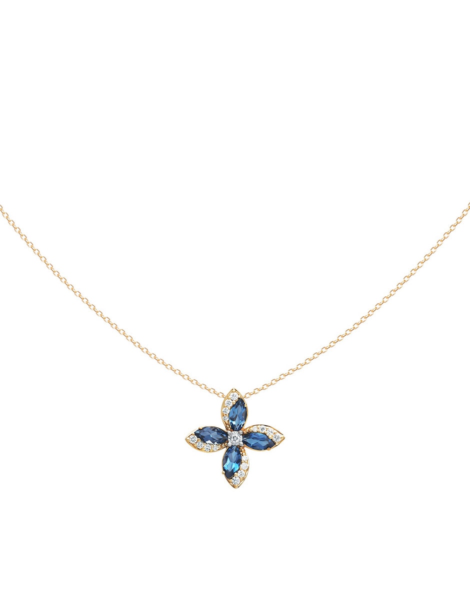 Collar de flor de oro amarillo 14 K