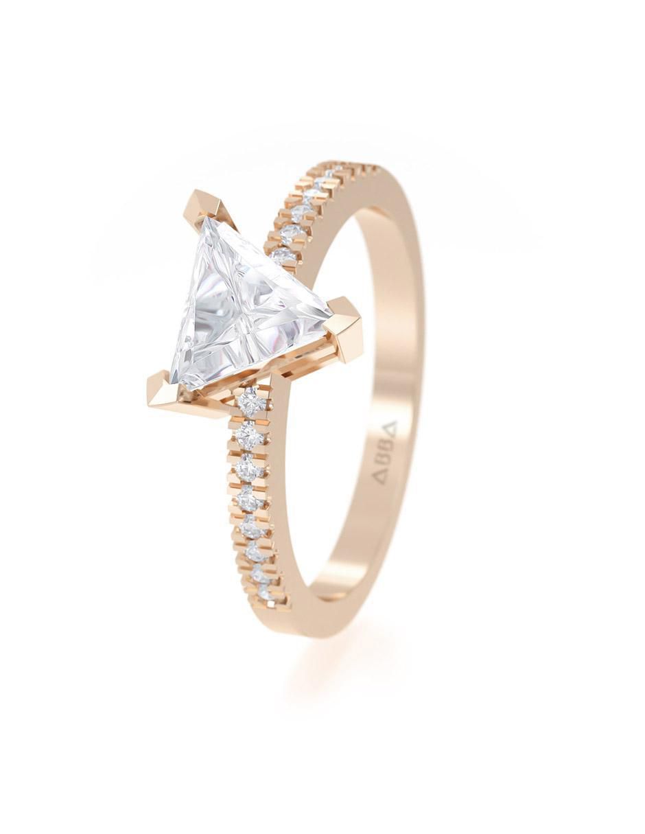 Anillo de compromiso de oro 10 K zirconia 2