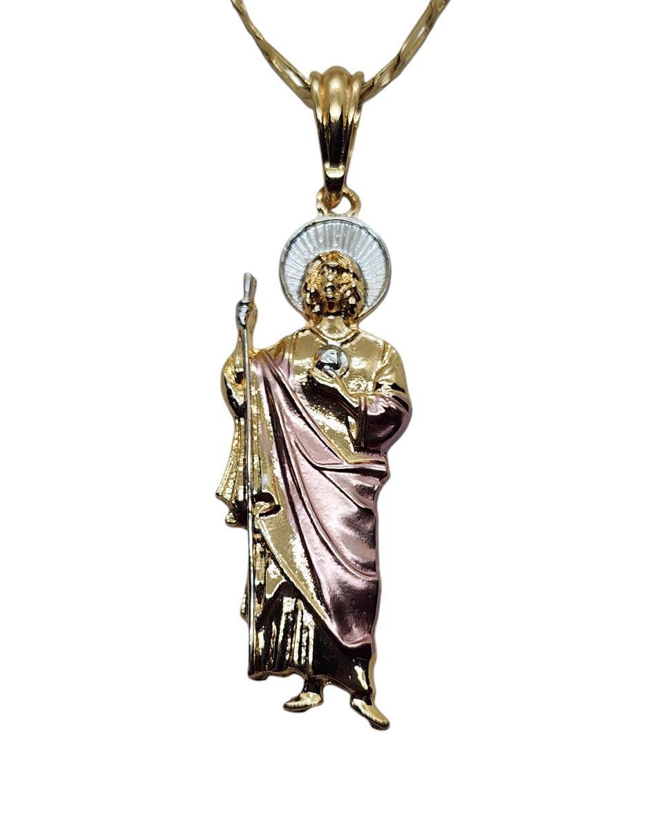 Collar con dije san judas tadeo San Judas de oro laminado 14 K 4