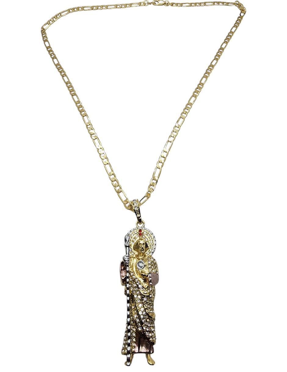 Collar con dije san judas tadeo San Judas de oro laminado 14 K 2
