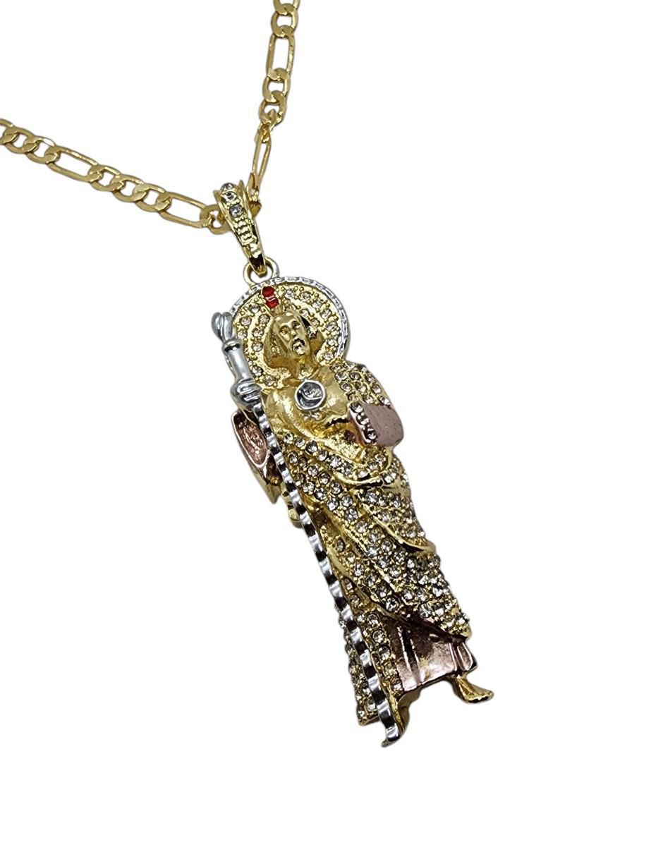 Collar con dije san judas tadeo San Judas de oro laminado 14 K 3