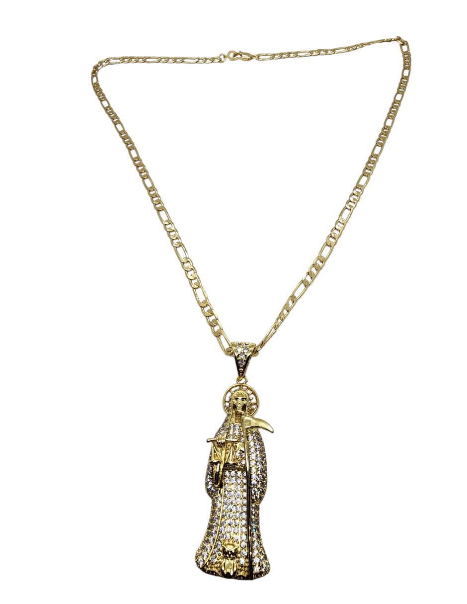 Collar con dije Santa Muerte de oro laminado 14 K 2