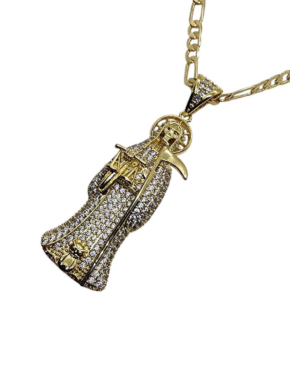 Collar con dije Santa Muerte de oro laminado 14 K 3