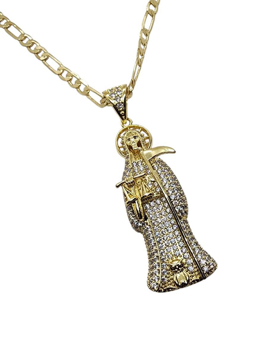 Collar con dije Santa Muerte de oro laminado 14 K 4