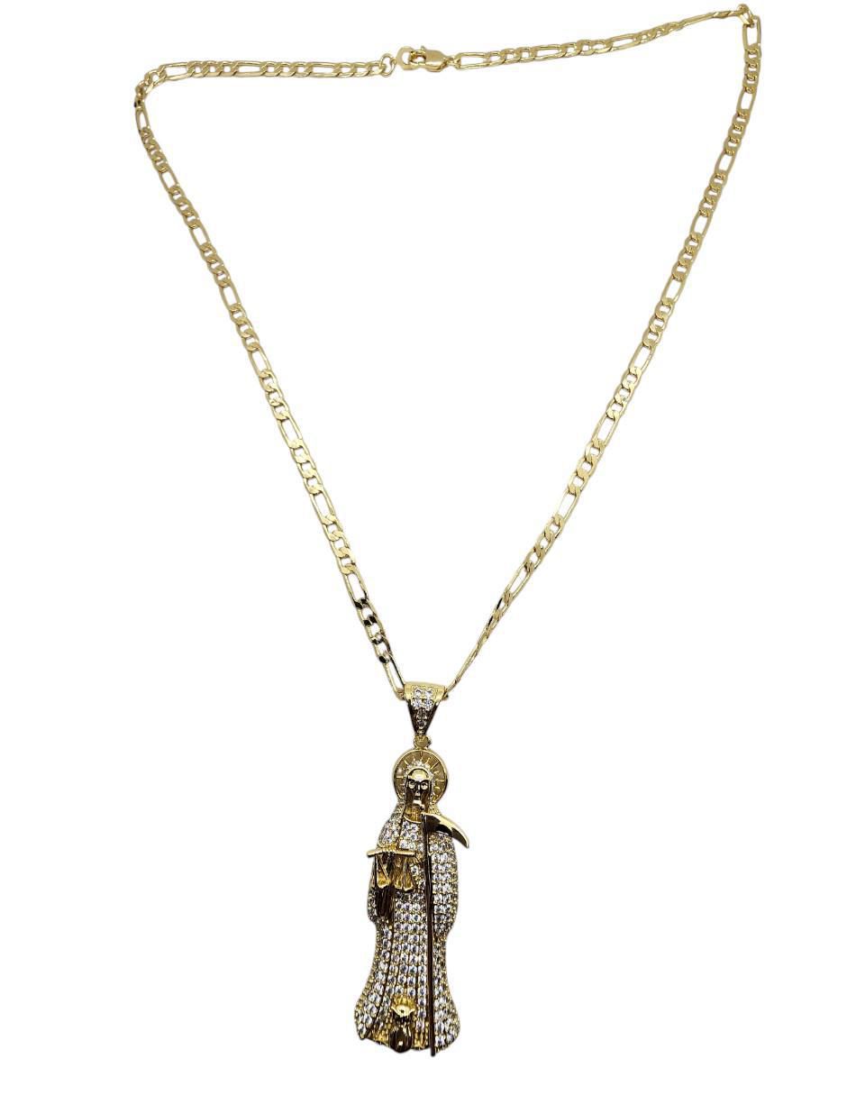 Collar con dije Santa Muerte de oro laminado 14 K 5
