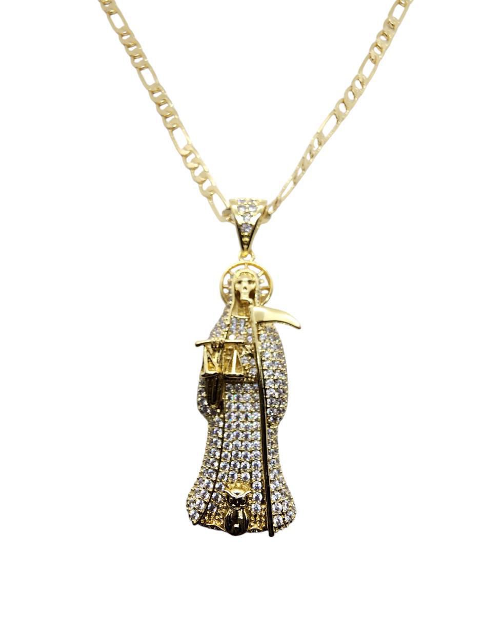 Collar con dije Santa Muerte de oro laminado 14 K 6