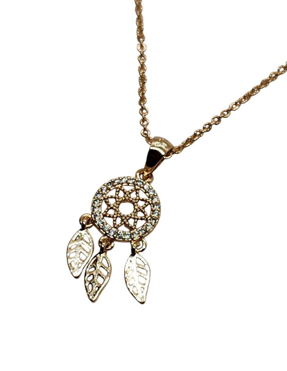 Collar con dije de atrapasueños Sueños Protegidos de oro laminado 14 K 3