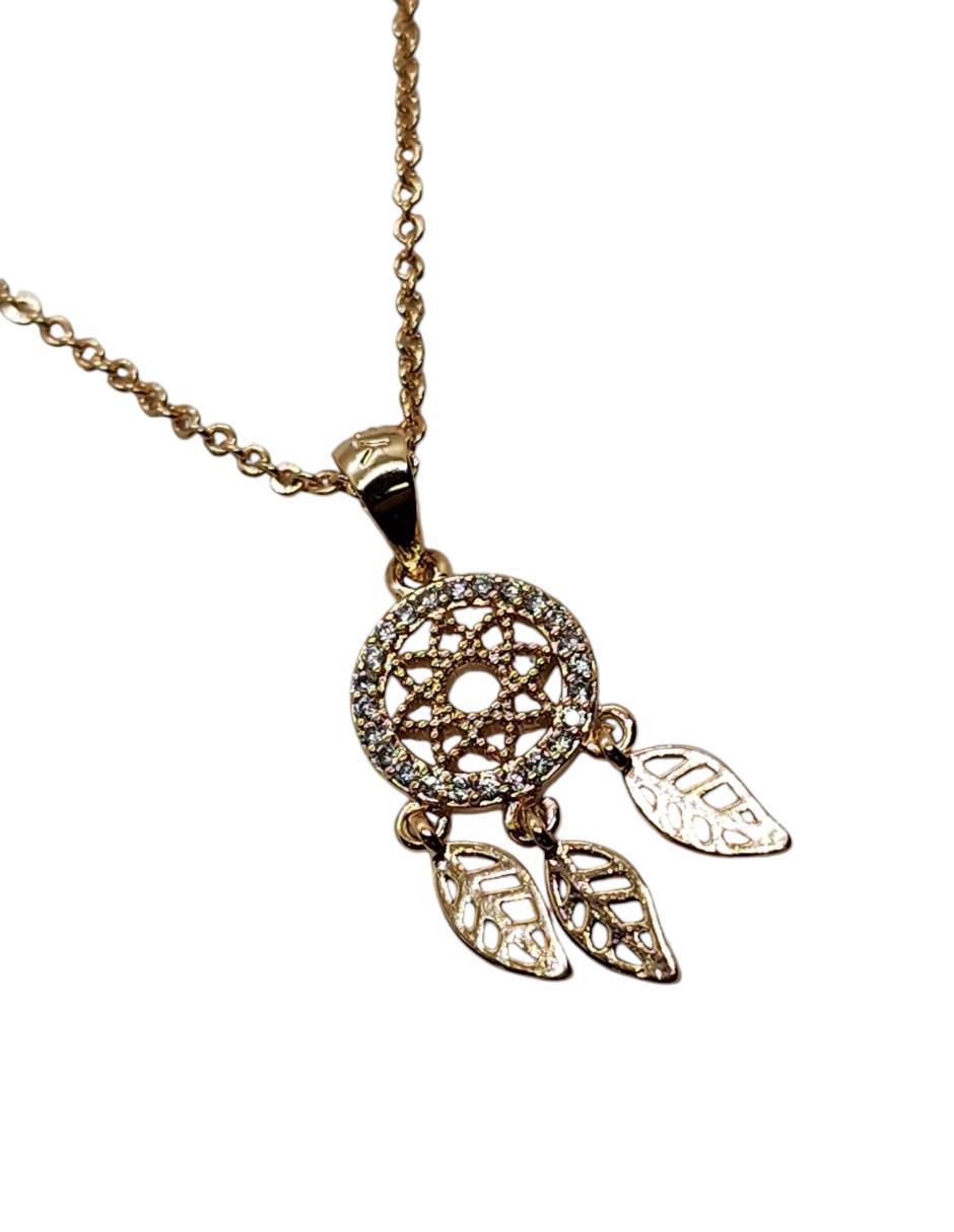 Collar con dije de atrapasueños Sueños Protegidos de oro laminado 14 K 4