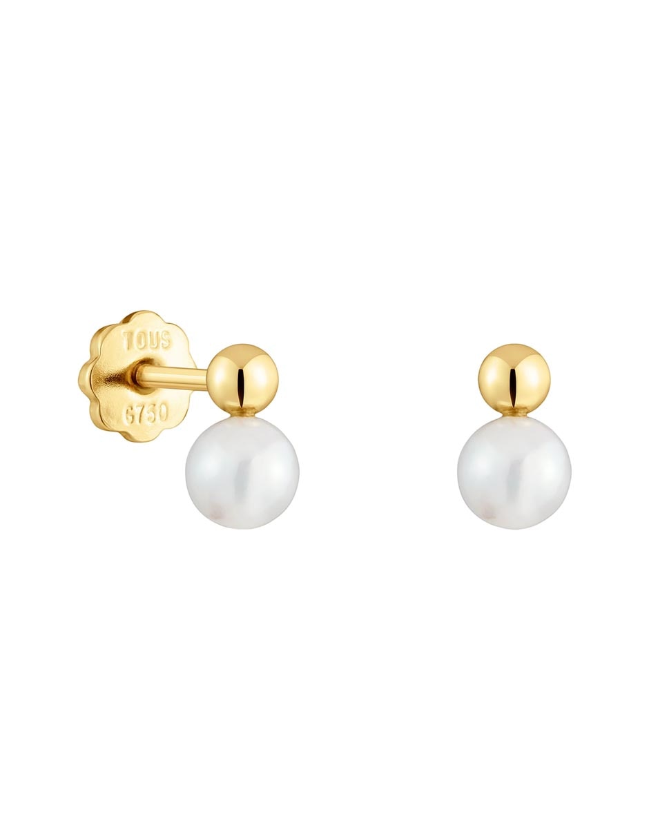 Broqueles redondos de oro con acabado brillante perla Broqueles redondos de oro con acabado brillante perla
