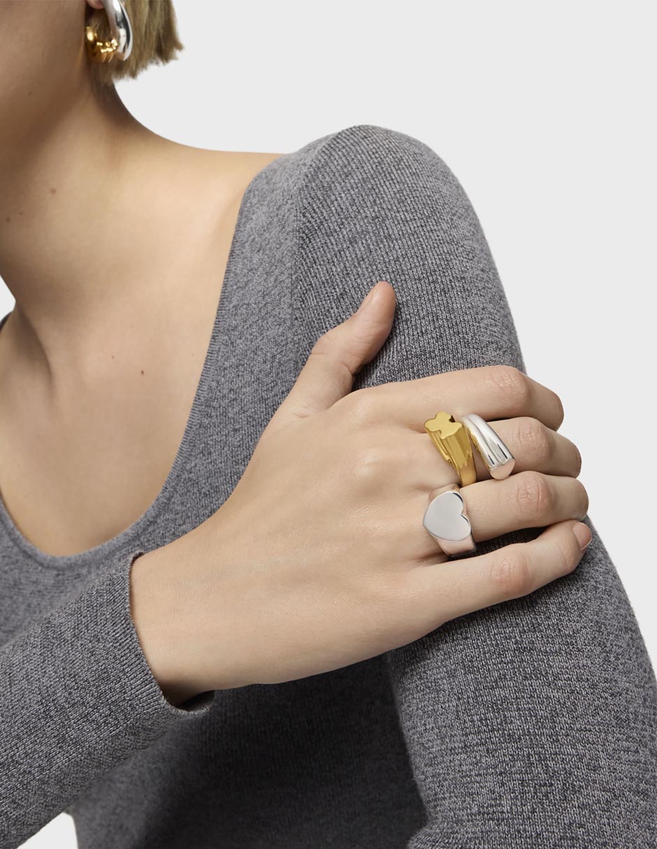 Anillo de oso de plata P 925 con acabado baño de oro 5