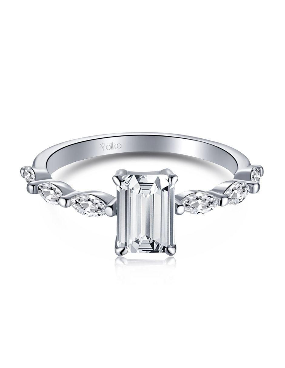 Anillo de compromiso de plata P 925 zirconia