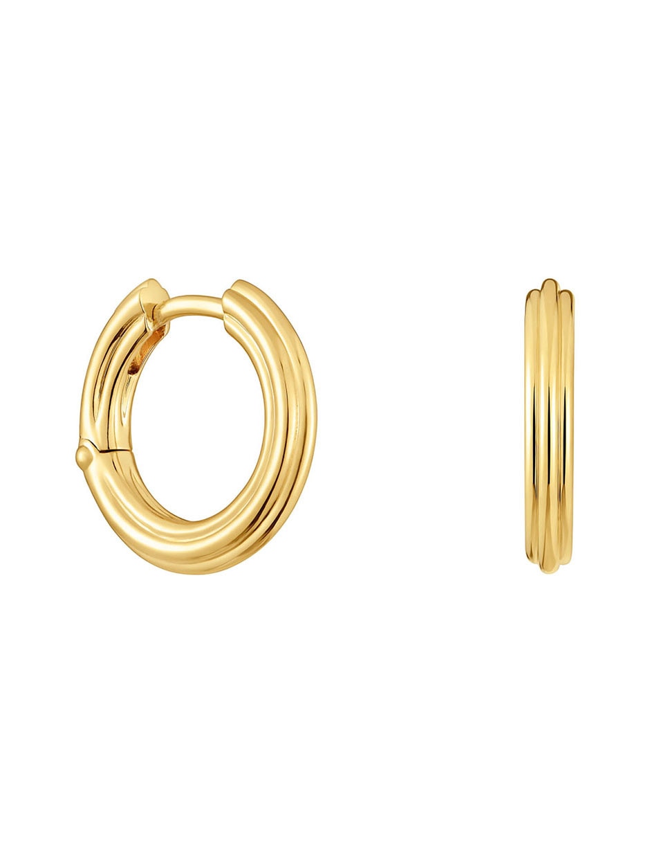 Aretes redondos 1950 de plata 18 K con acabado brillante