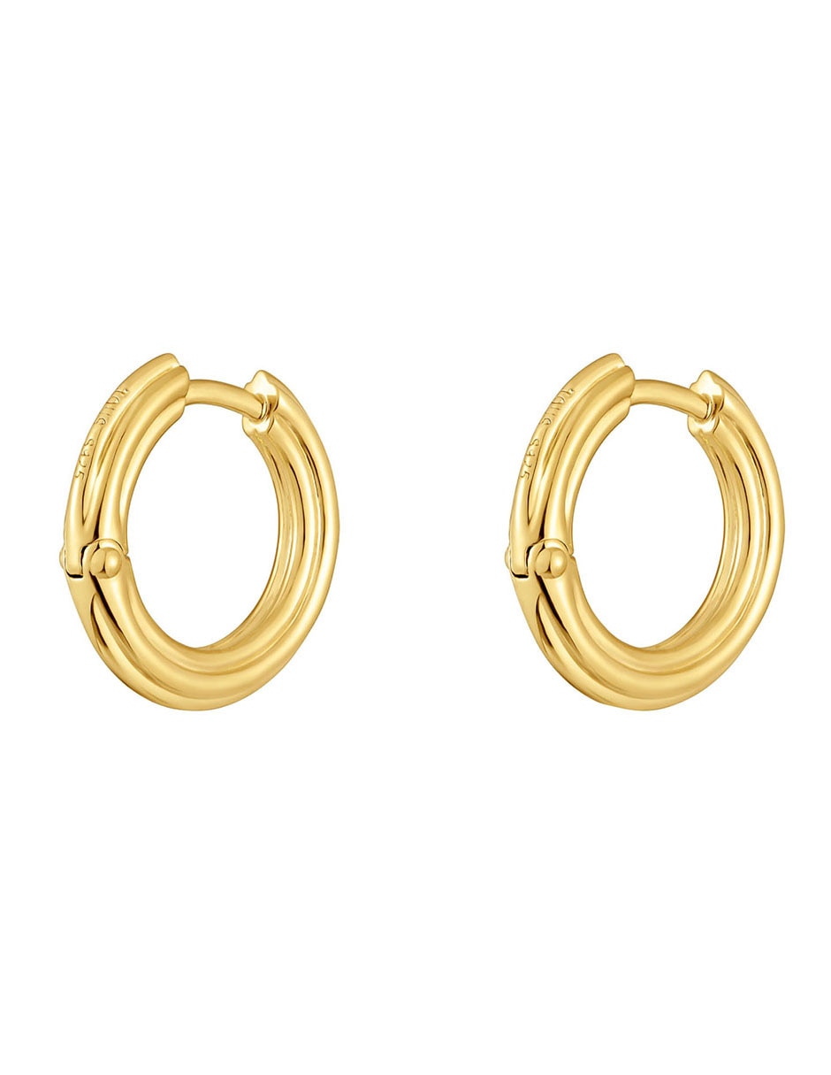Aretes redondos 1950 de plata 18 K con acabado brillante 3