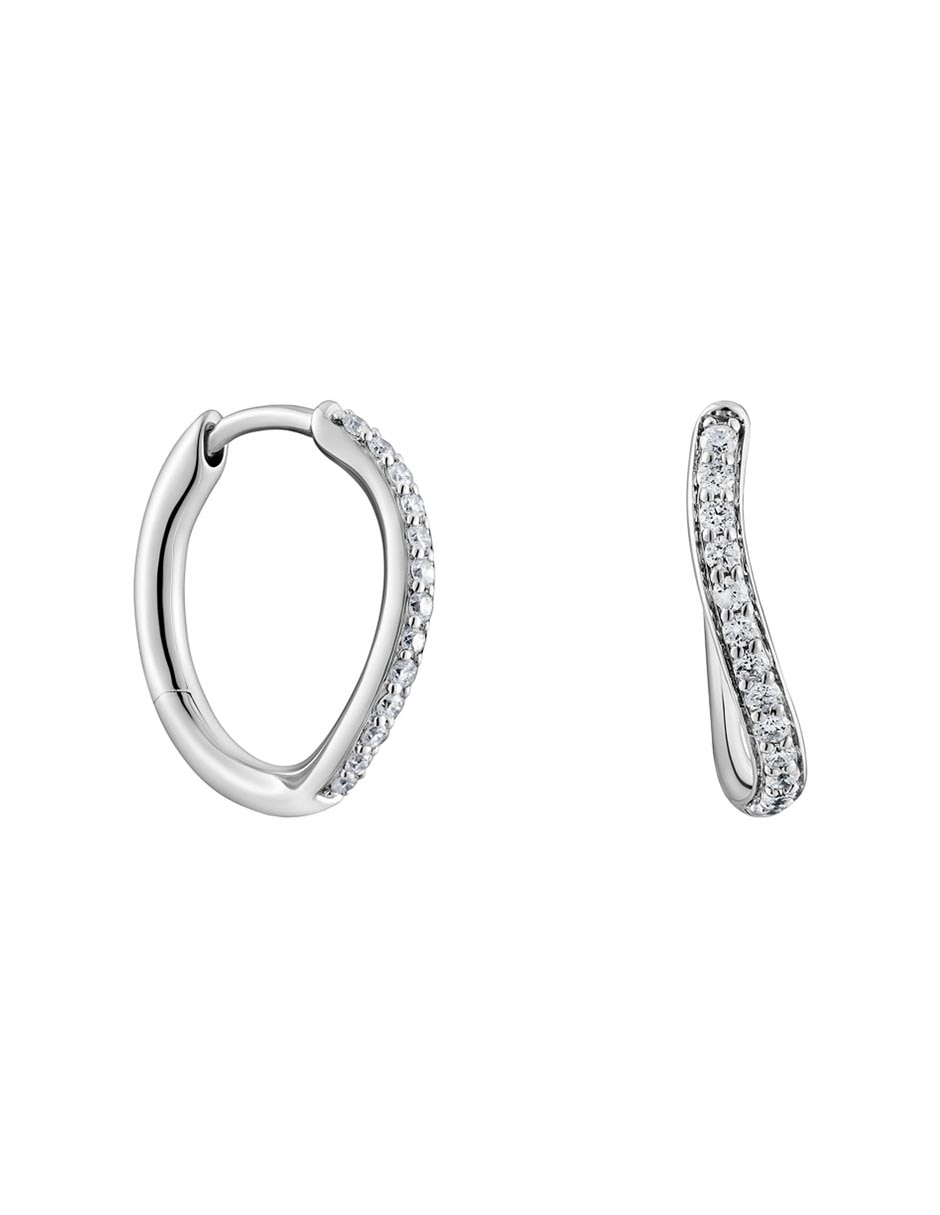 Aretes de aro circulares New Hav de oro blanco con acabado pavé diamante Aretes de aro circulares New Hav de oro blanco con acabado pavé diamante