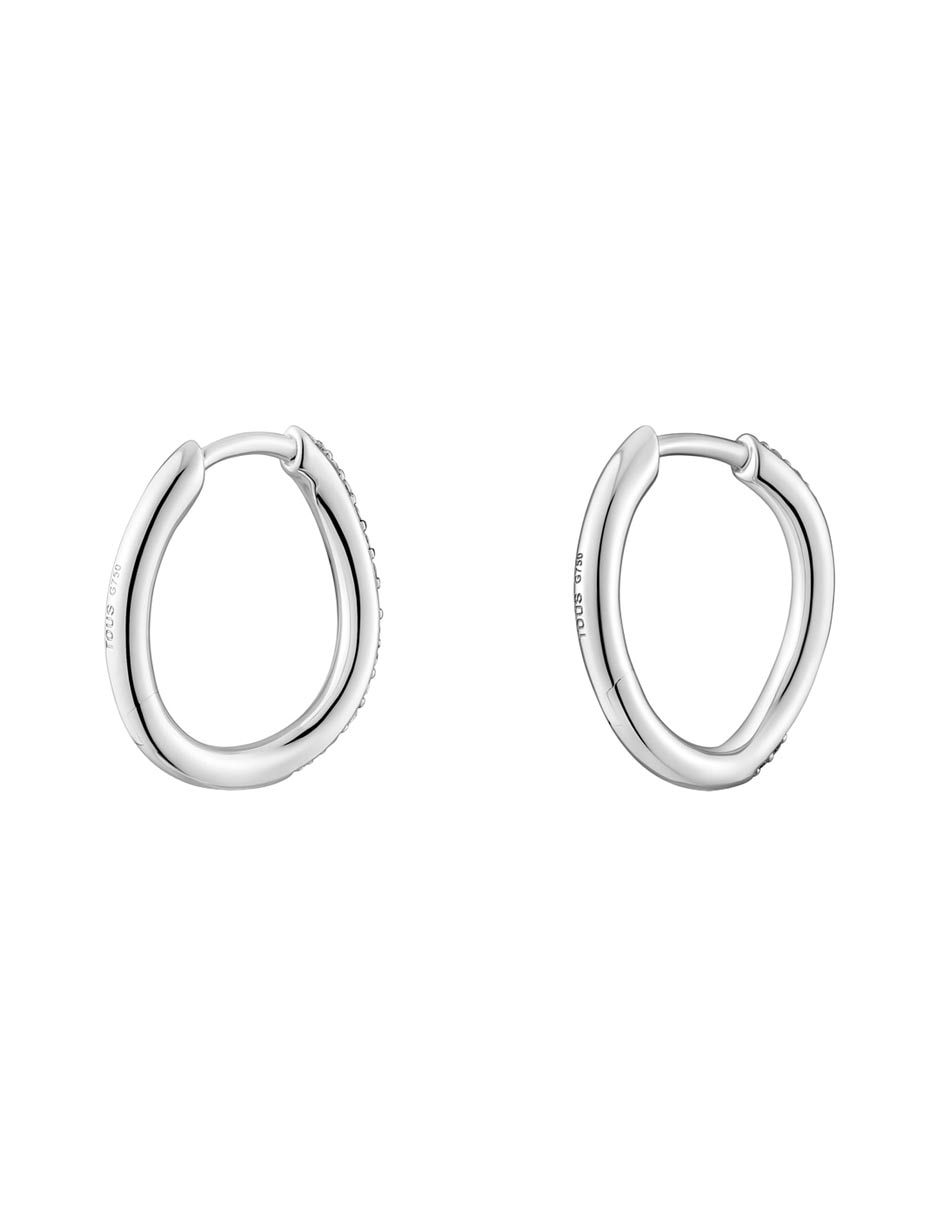Aretes de aro circulares New Hav de oro blanco con acabado pavé diamante 3