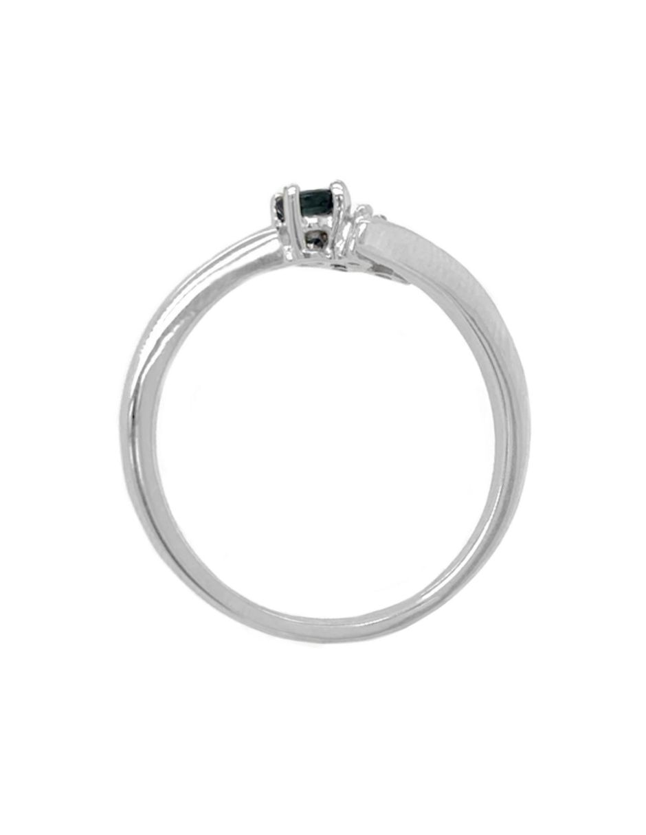 Anillo 14 k de oro blanco zafiro y diamante pulido 3