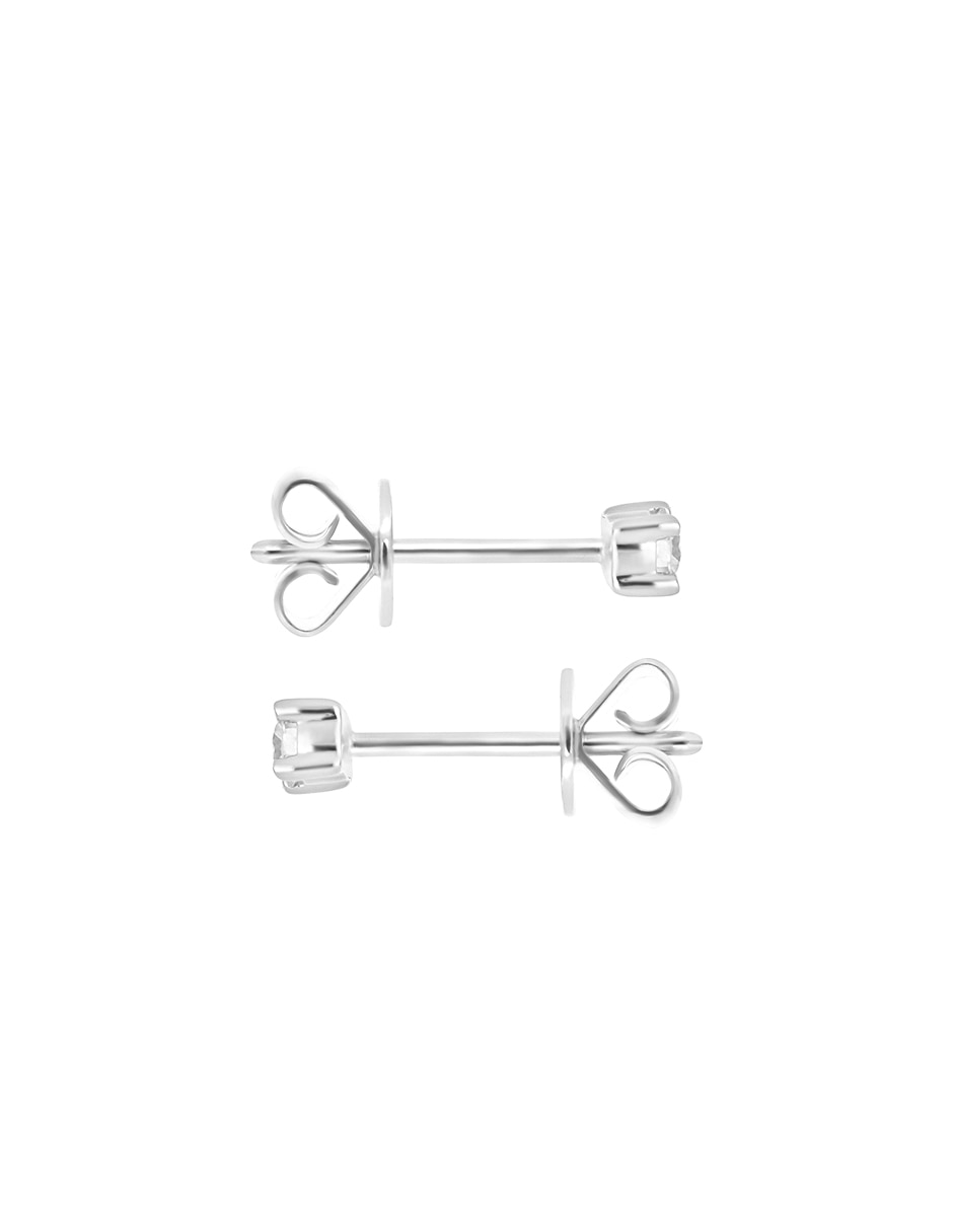 Broqueles redondos Ever for You de oro blanco 14 K con acabado pavé diamante 1