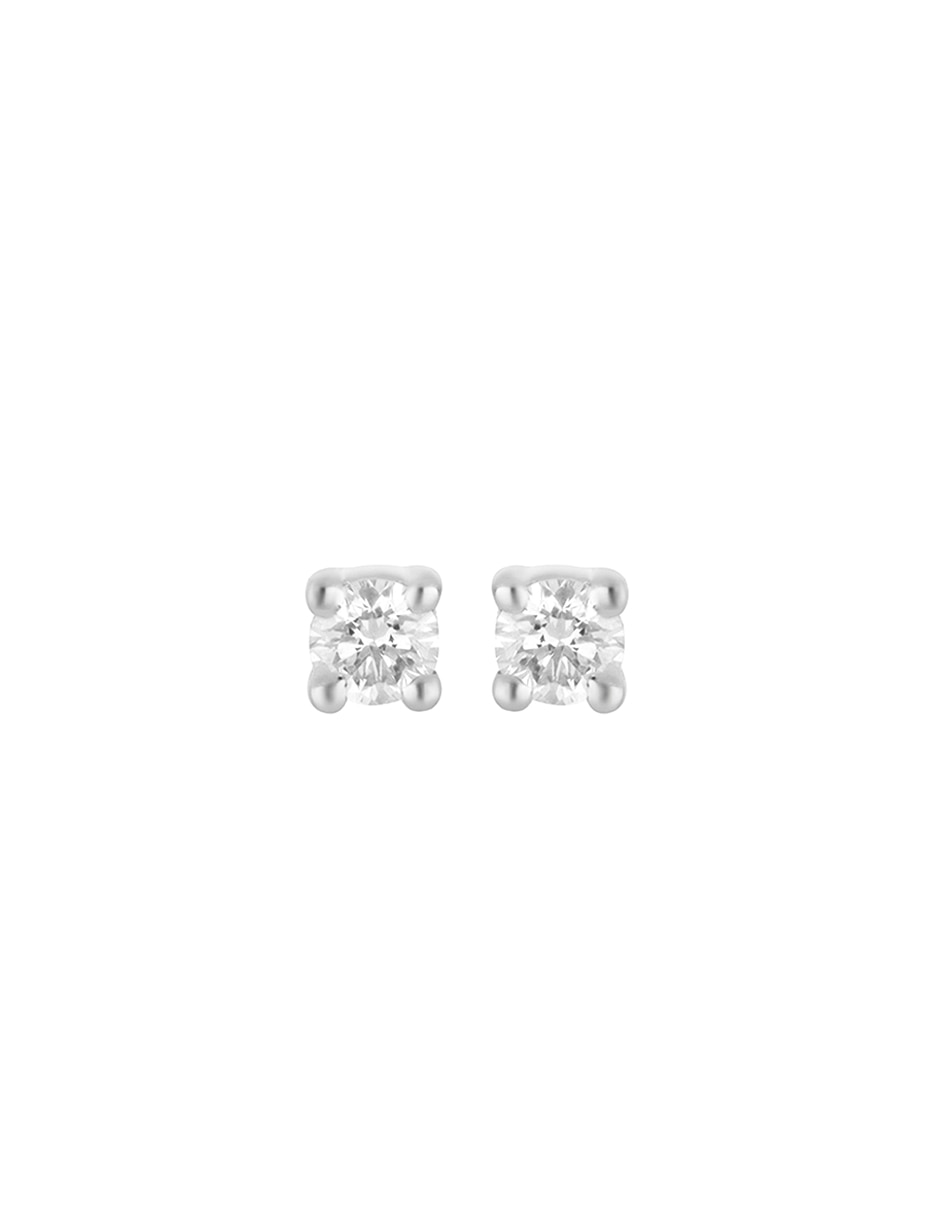 Broqueles redondos Ever for You de oro blanco 14 K con acabado pavé diamante 2